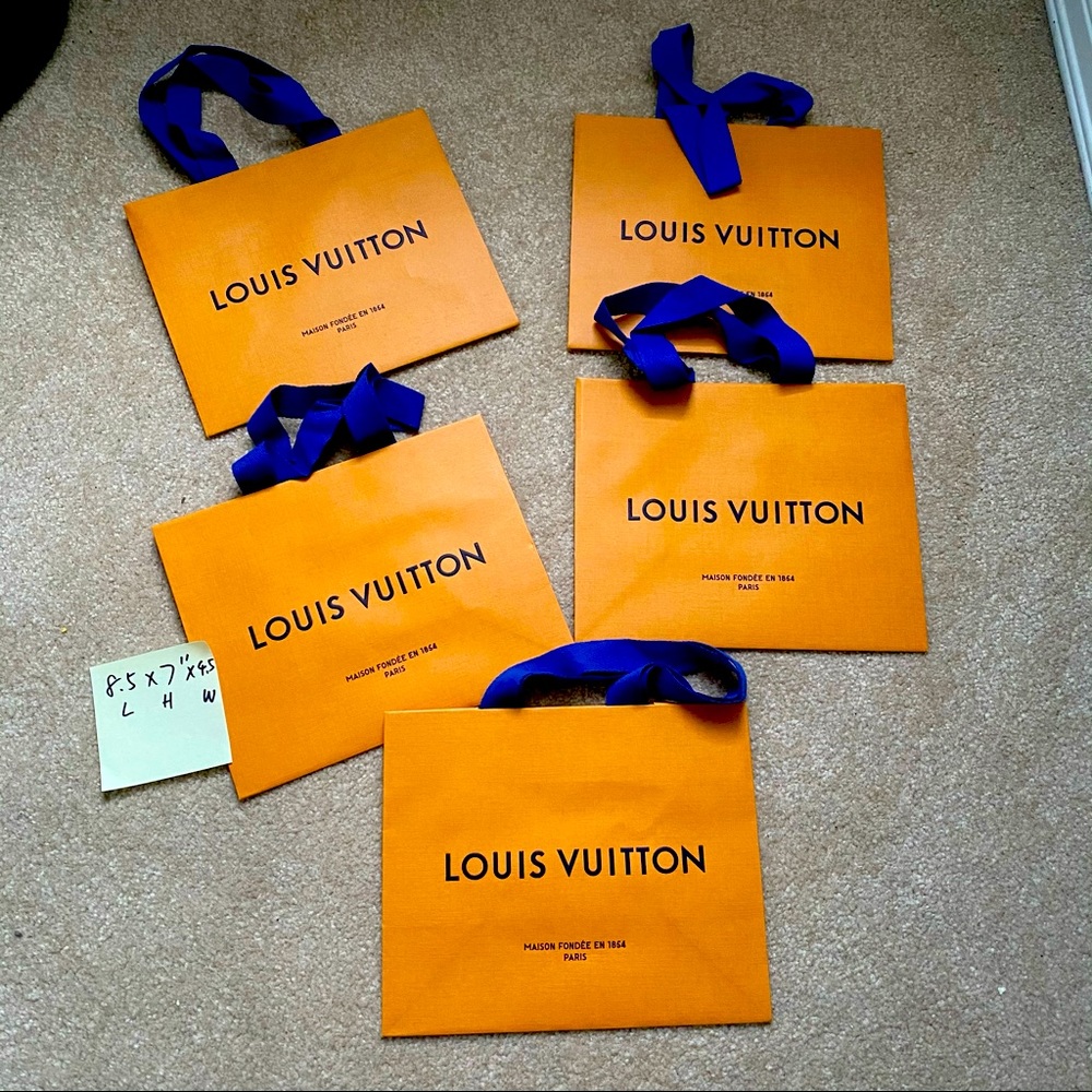 5 Louis Vuitton bags orange color blue rib handles